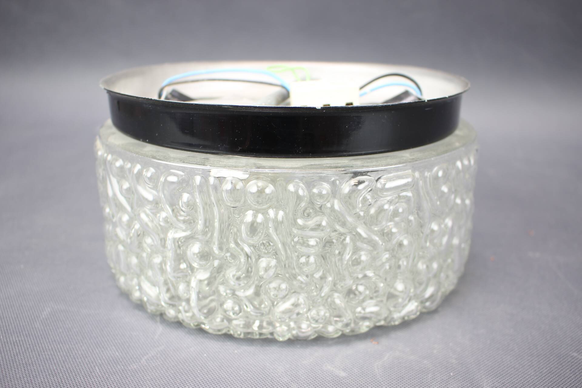 Mid-century recessed ceiling light with bubbled glass, Czechoslovakia, 1960s.