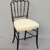 Napoleon III chair late 19th in blackened wood with gilded patterns