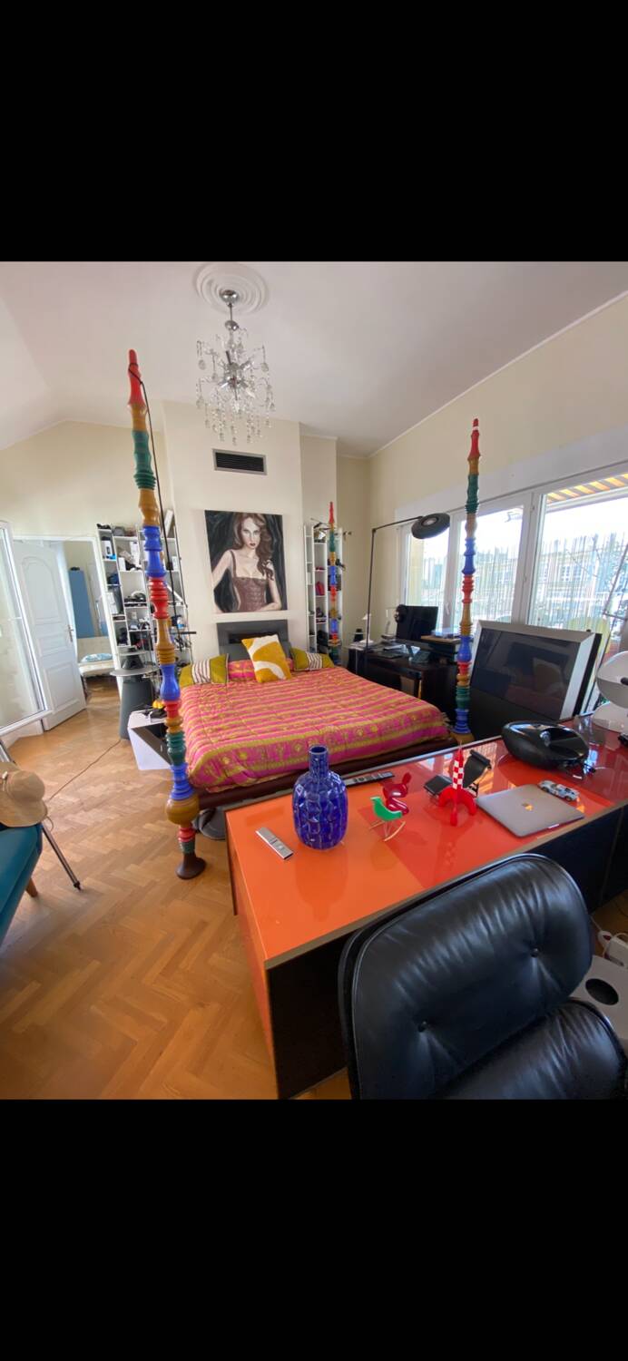 Mexican artist four-poster bed, king size, memory foam mattress