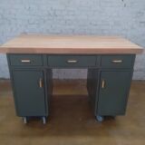 Bureau en métal avec plateau en hévéa