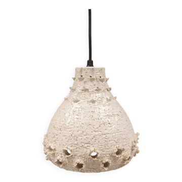 Ceramic hanging lamp in creamy white color that almost looks like a corral