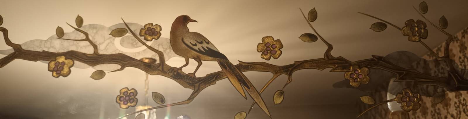 Art Nouveau gilded glass brasserie mirror