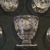 10 old port wine glasses in engraved art deco chiseled crystal