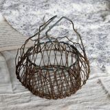 Vintage foldable metal basket in the shape of a flower