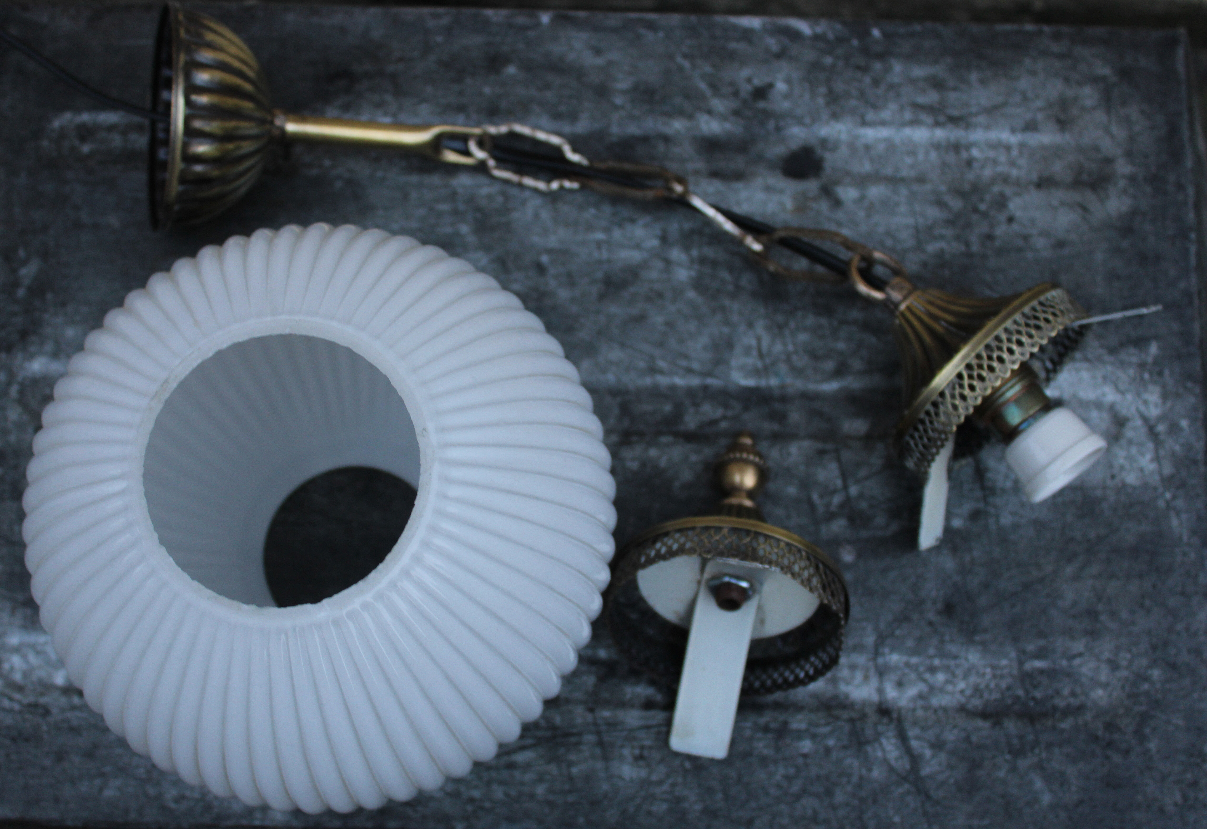 Italian brass and opaline hanging