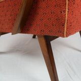 Curved wooden armchair from Ton 1960