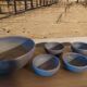 Set of 9 ceramics 60, 70'S, Jean Pierre Gasnier, Salad bowl and cups