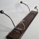 Wall coat rack, two double hooks, steel and wood, 50 cm
