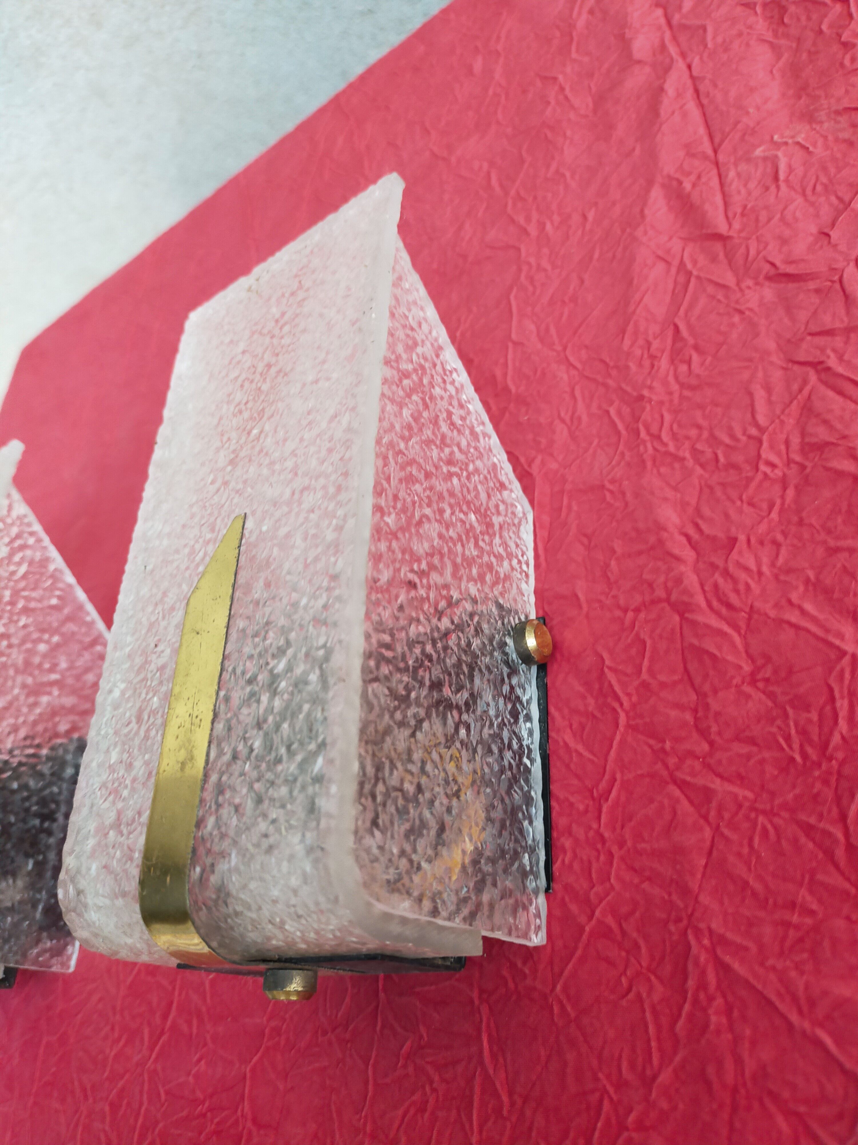 Vintage wall lamps in plexiglass and brass