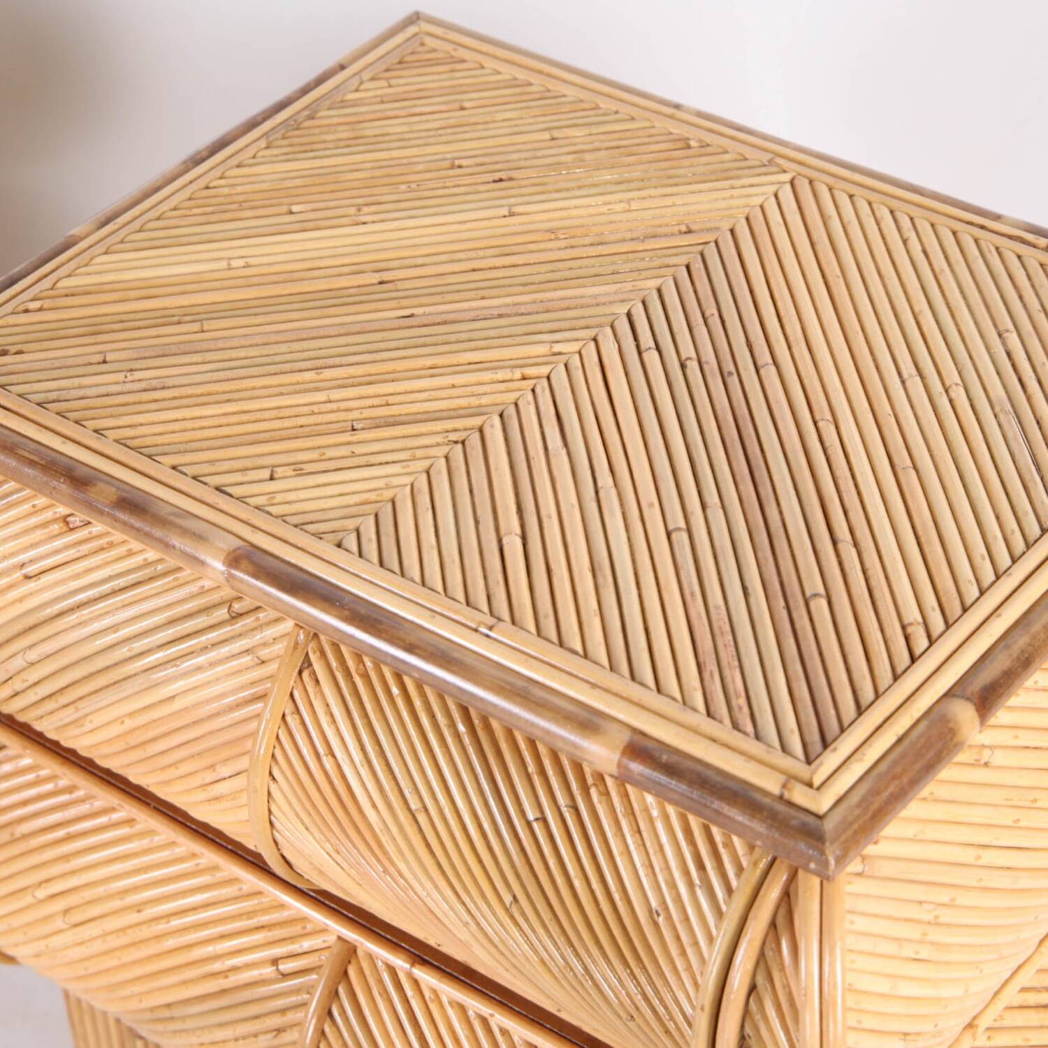 Pair of rattan bedside tables