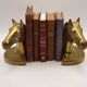 Vintage Brass Horse Head Bookends Pair – French Cast Brass Equestrian Decor