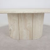 Italian Oval Travertine Coffee Table, 1984