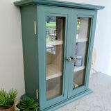 Green and beige 2-door wall display case