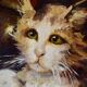 Oil painting on panels kitten playing by Leon Huber
