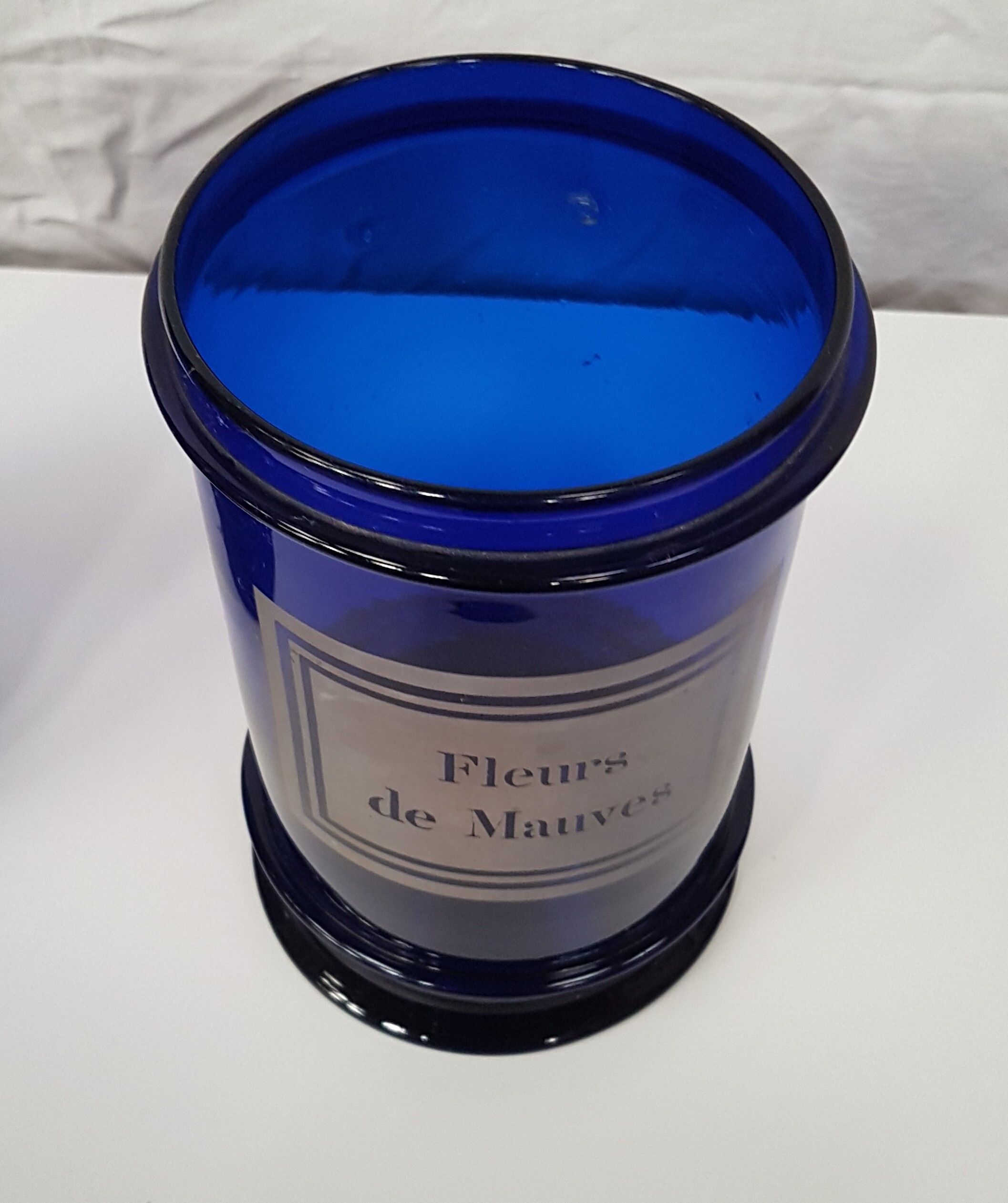 Color glass pharmacy jar: cobalt blue