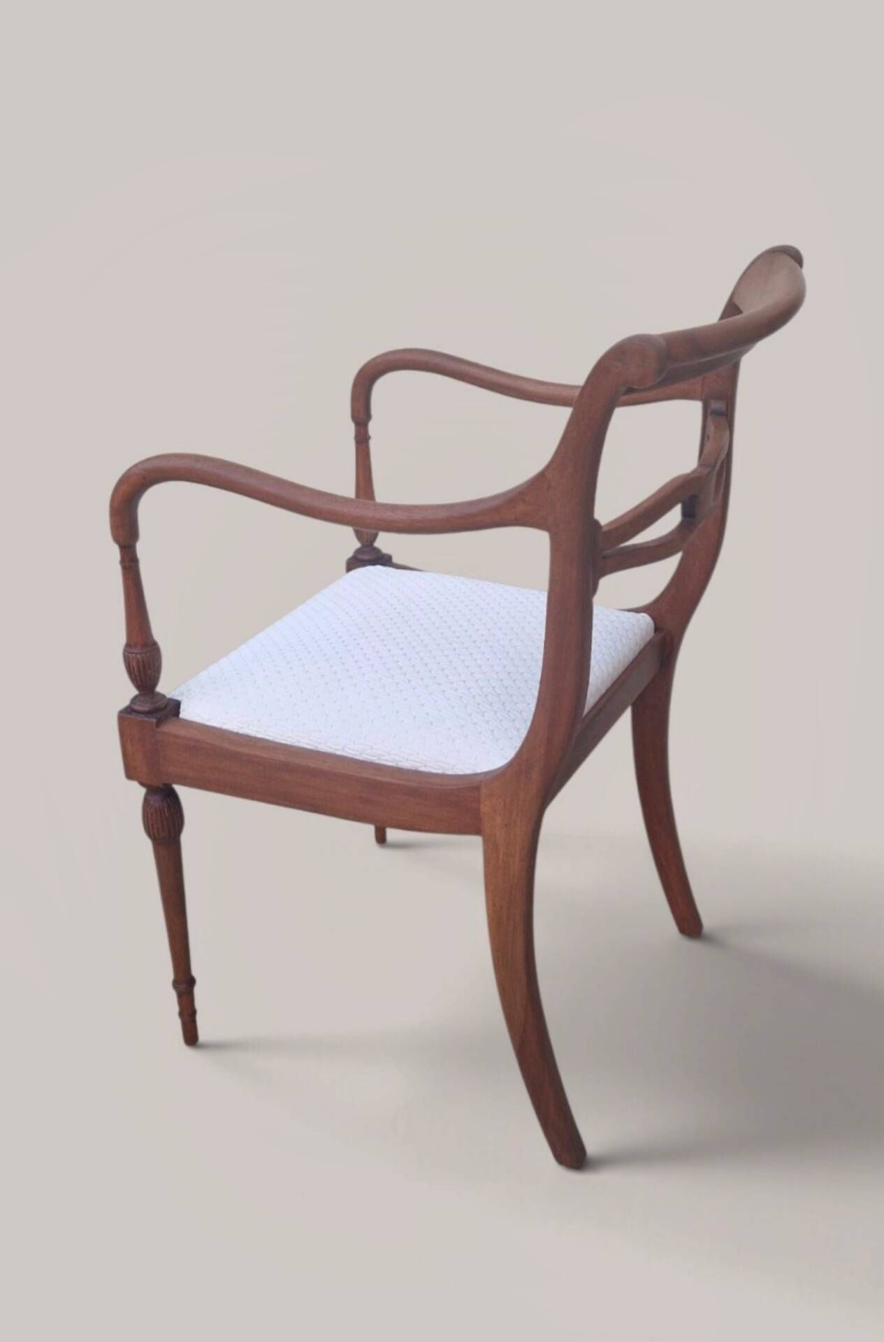 Directoire style armchair in solid wood – Openwork back/rest and sabre legs