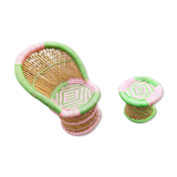 Armchair and stool set in bamboo and braided string