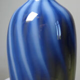 Vintage smoked glass vase lined with opaline, Murano bubble.