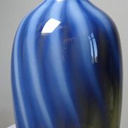 Vintage smoked glass vase lined with opaline, Murano bubble.