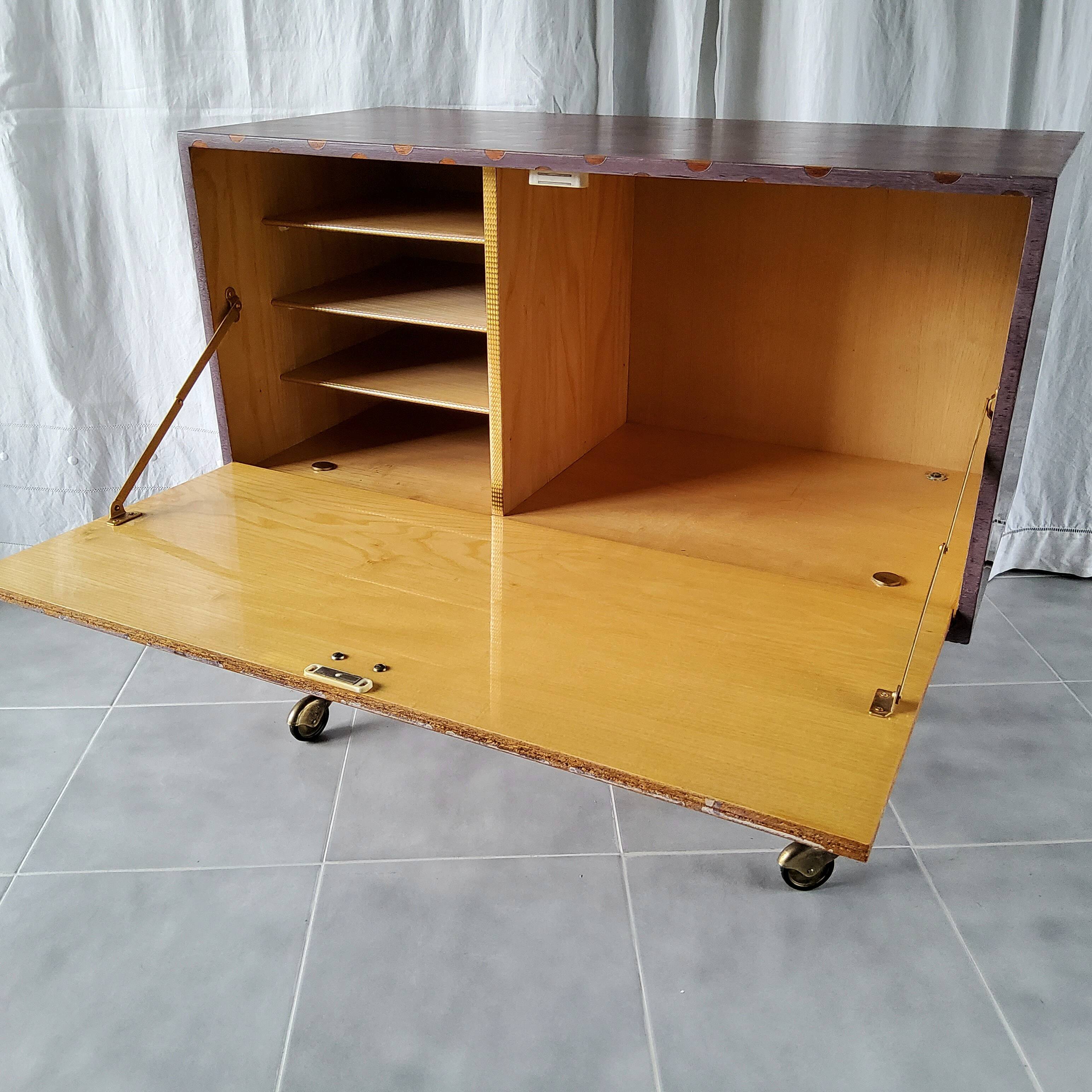Vintage bar cabinet on casters