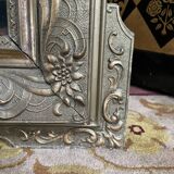 Napoleon iii pediment mirror in gilded stucco and green patina