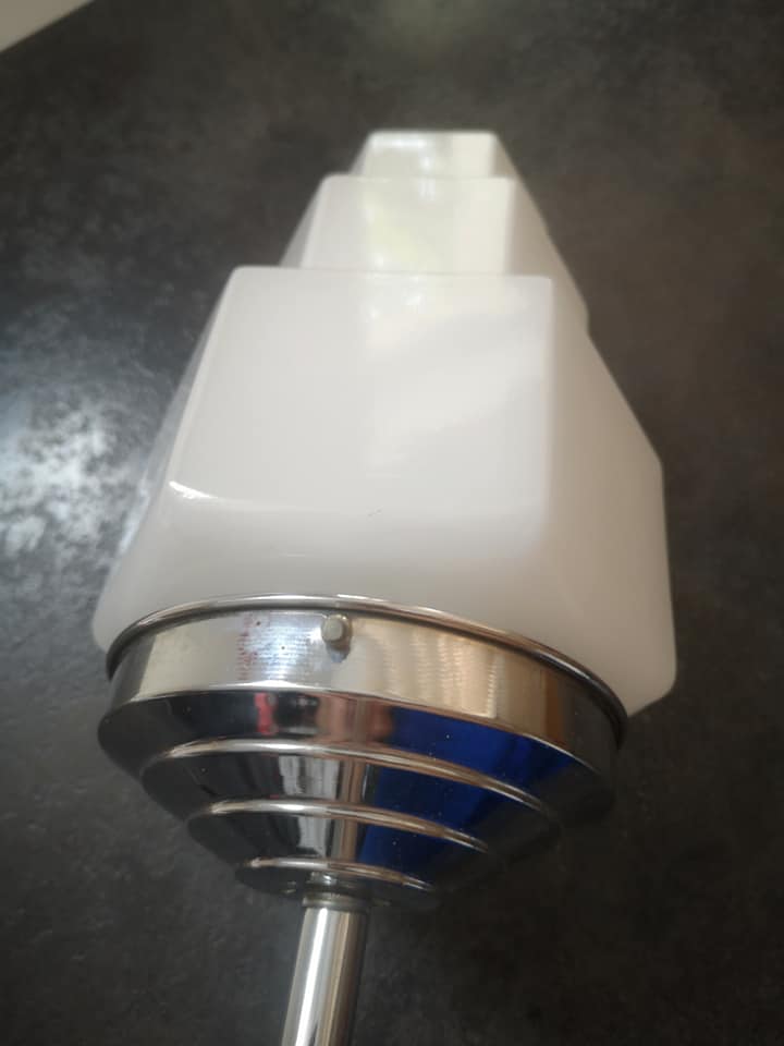 Old ceiling lamp/suspension skyscraper opaline art deco bahaus modernist 1930s tbe