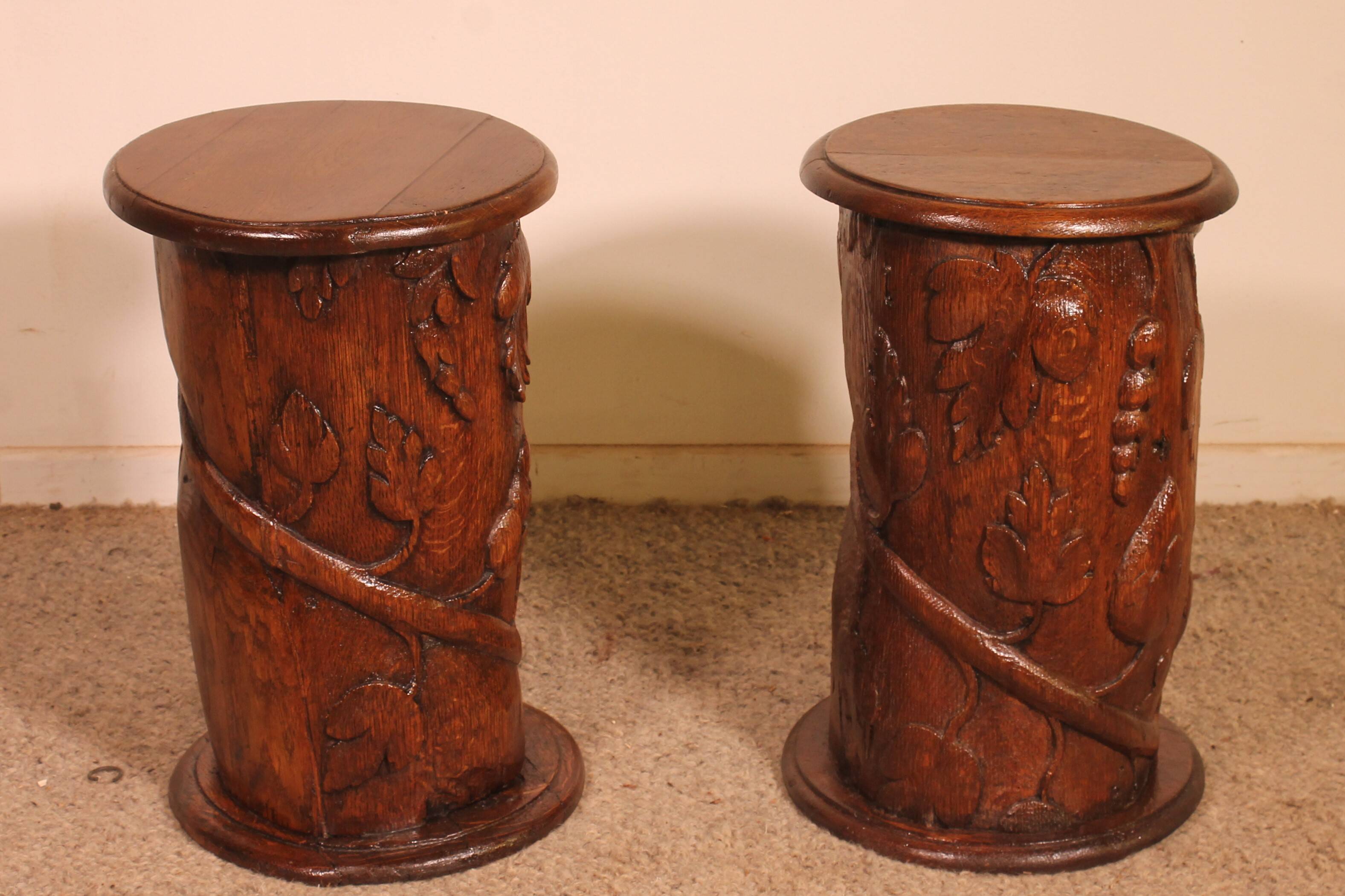 pair of 17th century oak bedside tables or sofa ends