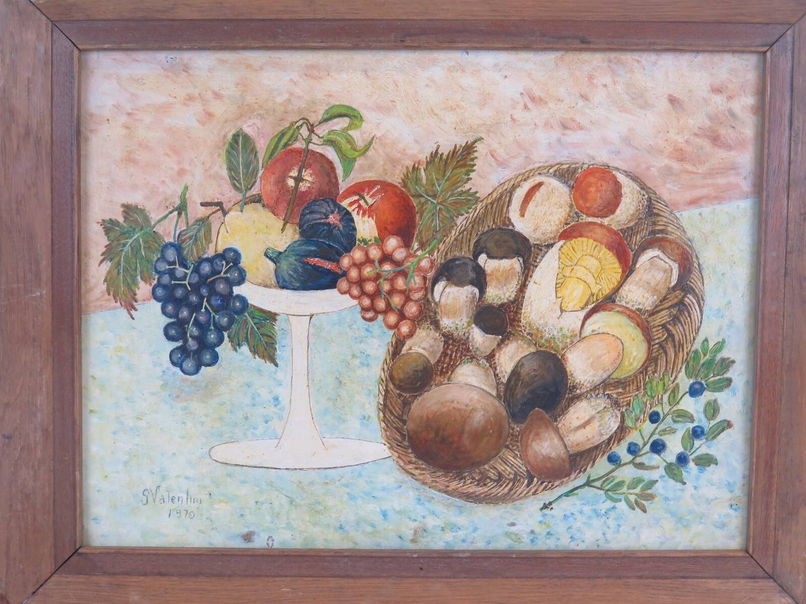Oil painting still life signed and dated, painted on board with frame B8