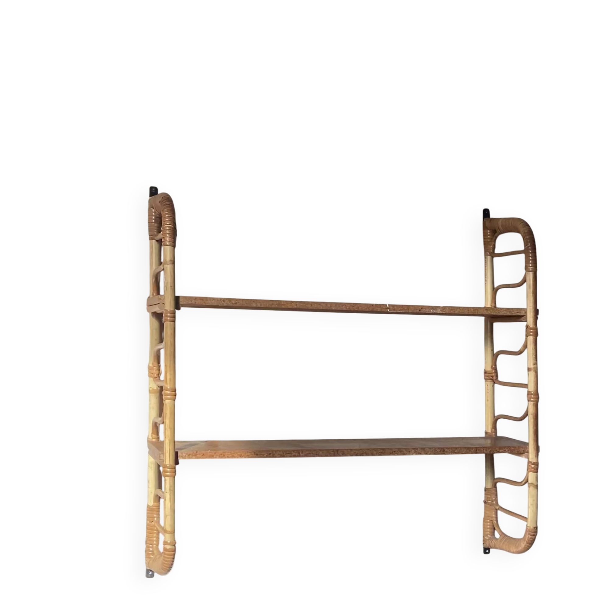 Removable wall shelf in rattan – 1960s vintage