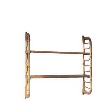 Removable wall shelf in rattan – 1960s vintage