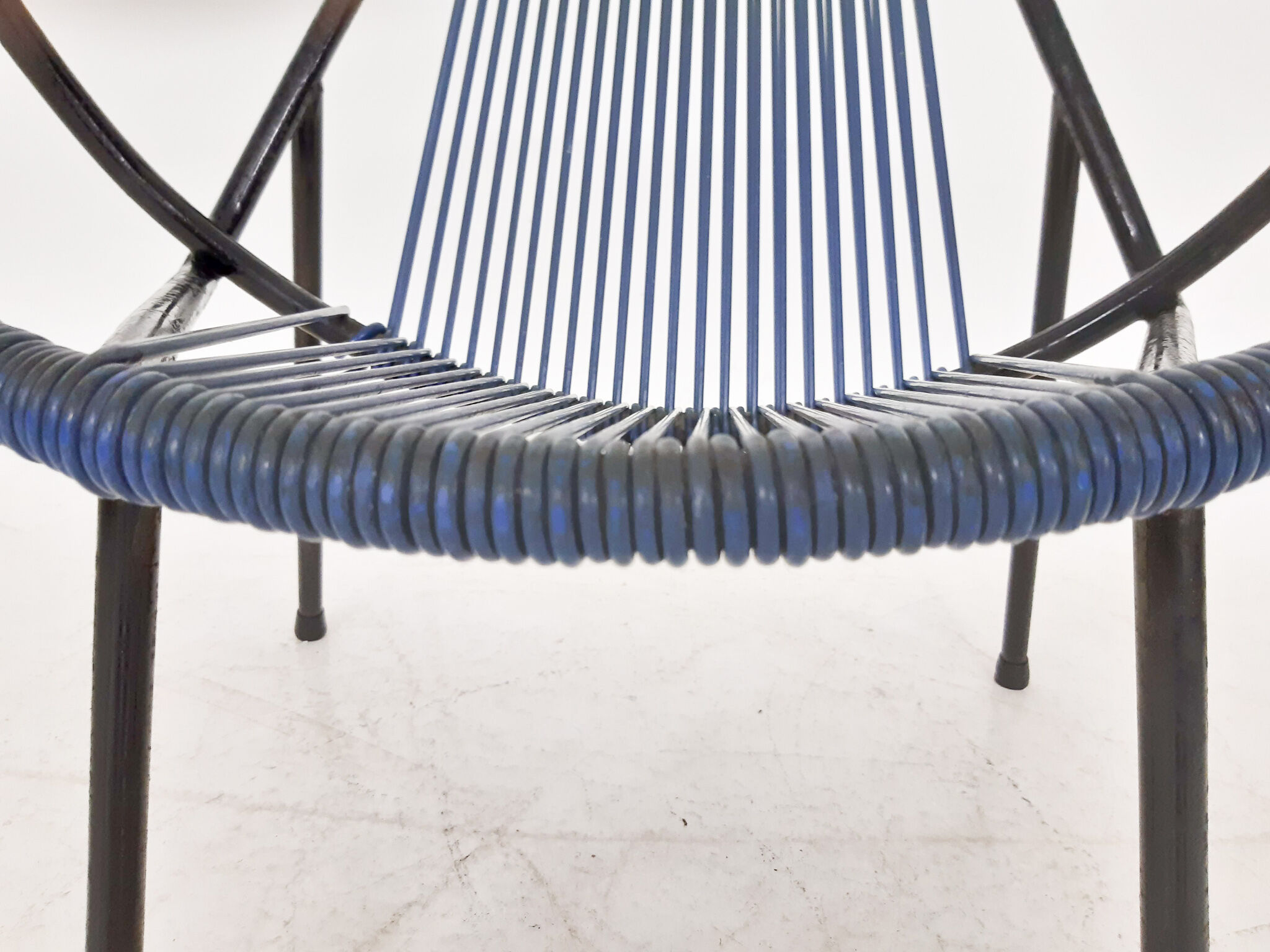 Mid-century plastic thread outdoor club chair