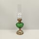 Green and transparent kerosene lamp in glass and metal 33 cm