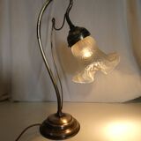 Lampe tulipe col de cygne Art Déco laiton