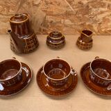Antique PRUSZKOW Ceramic Brown & Gold Vintage Tea Service #B279