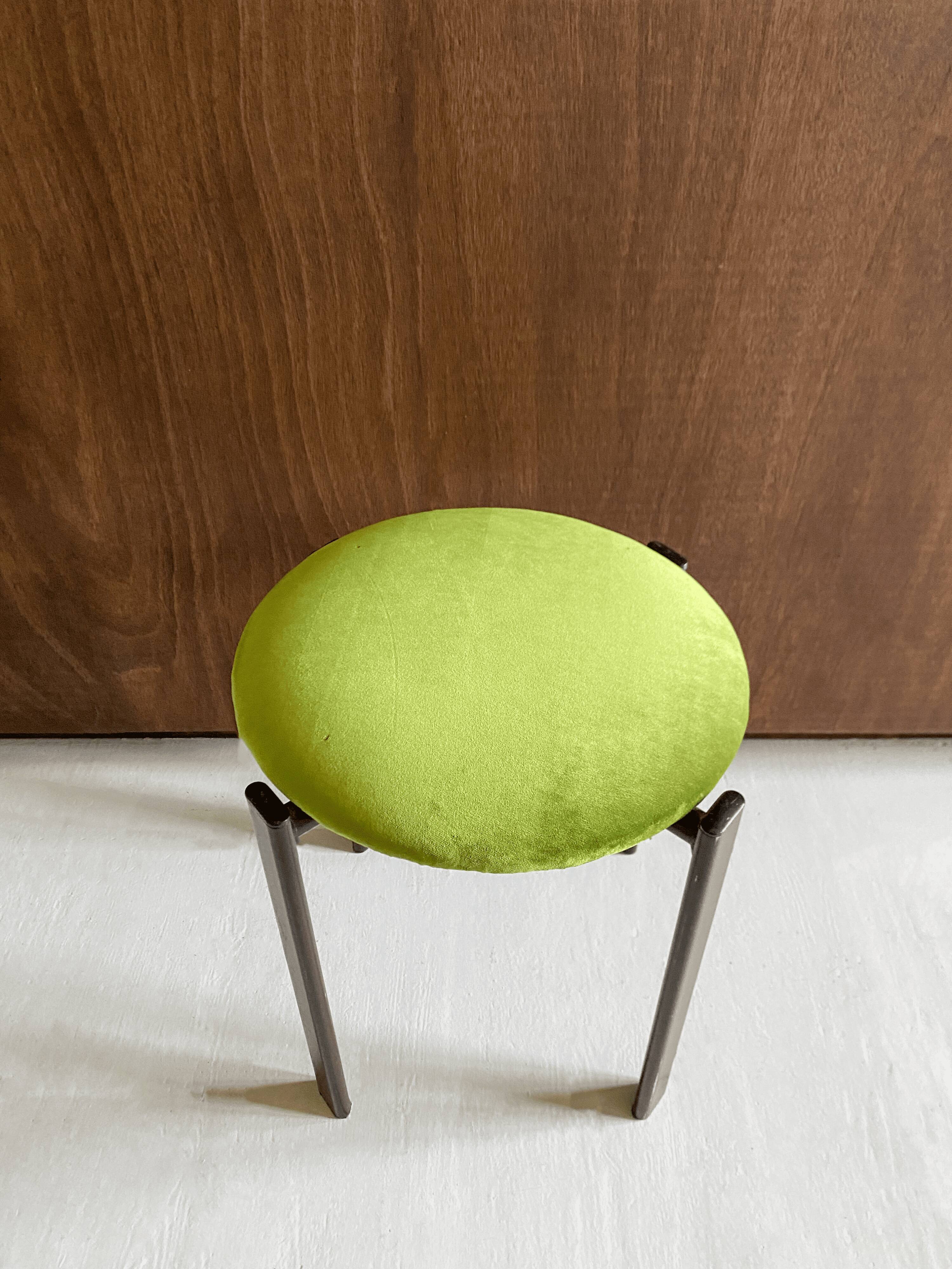 Vintage stool with velvet seat