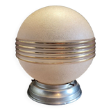 Old opaline pink ball ceiling light vintage frosted glass aluminum support suspension