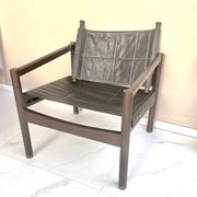 Fauteuil Safari, bois cuir, Bresil 1960's