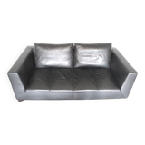 Black leather sofa model Feng by Didier Gomez for Ligne Roset