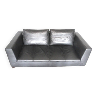 Black leather sofa model Feng by Didier Gomez for Ligne Roset