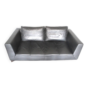 Feng black leather sofa by Didier Gomez for Ligne Roset