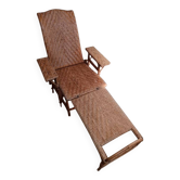 Vintage wicker and rattan deck chair.