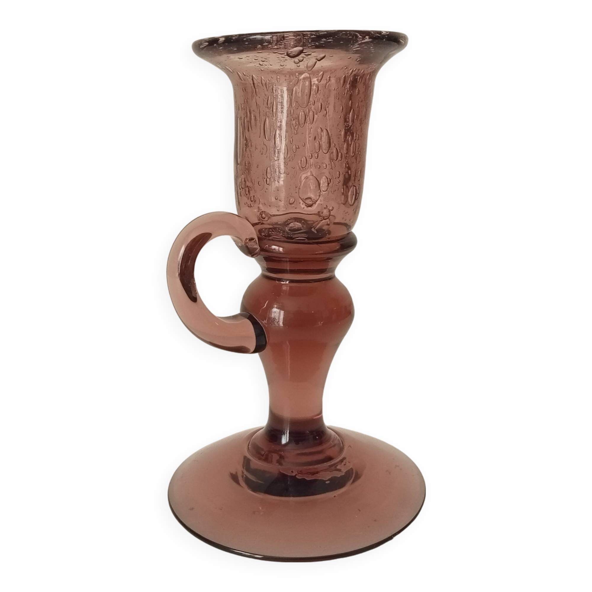 Vintage 70's hand candle holder Biot glassware