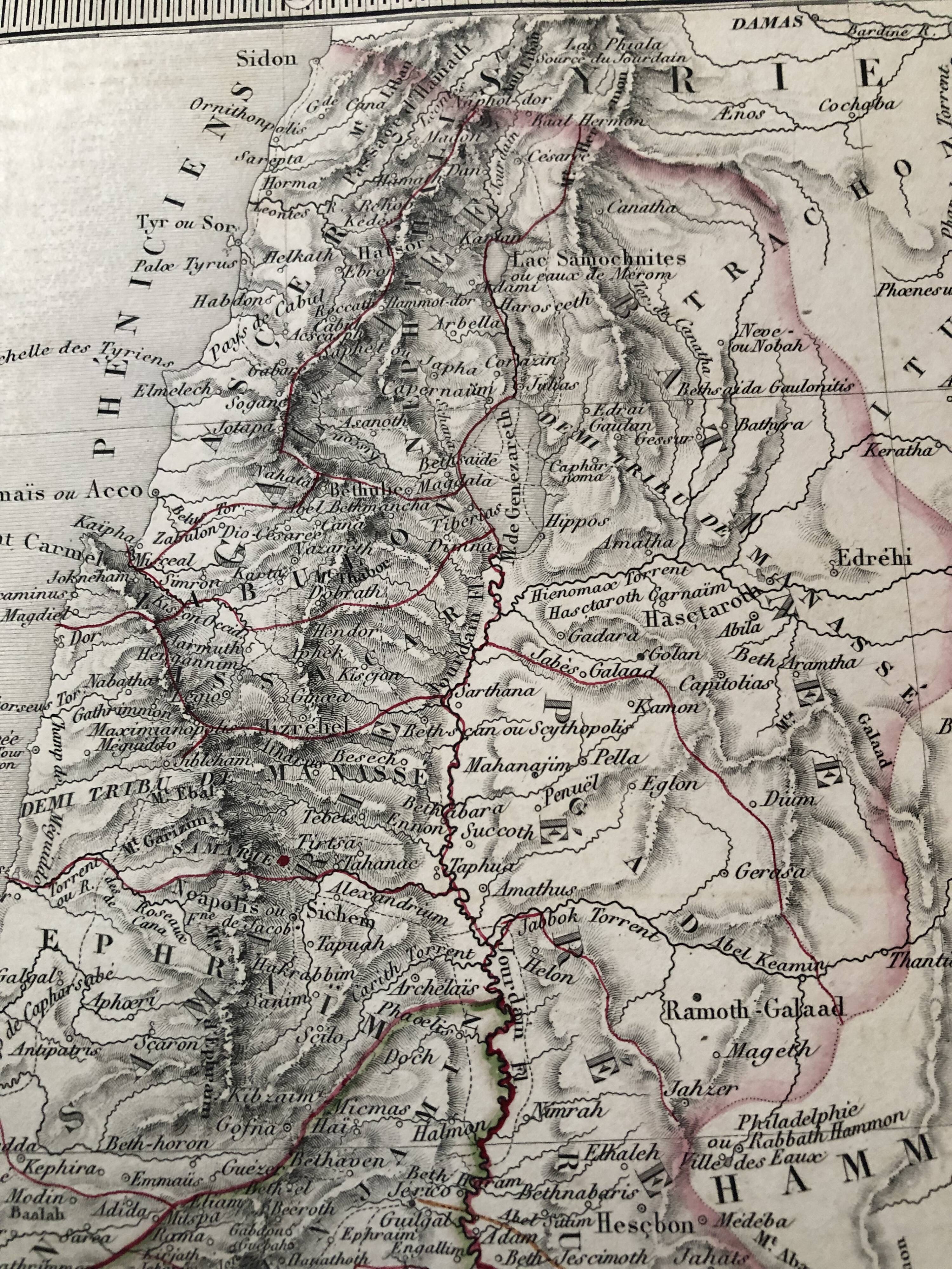 Large atlas map 1834 palestine & arabia petree by andriveau-goujon, history of the hebrews, plan