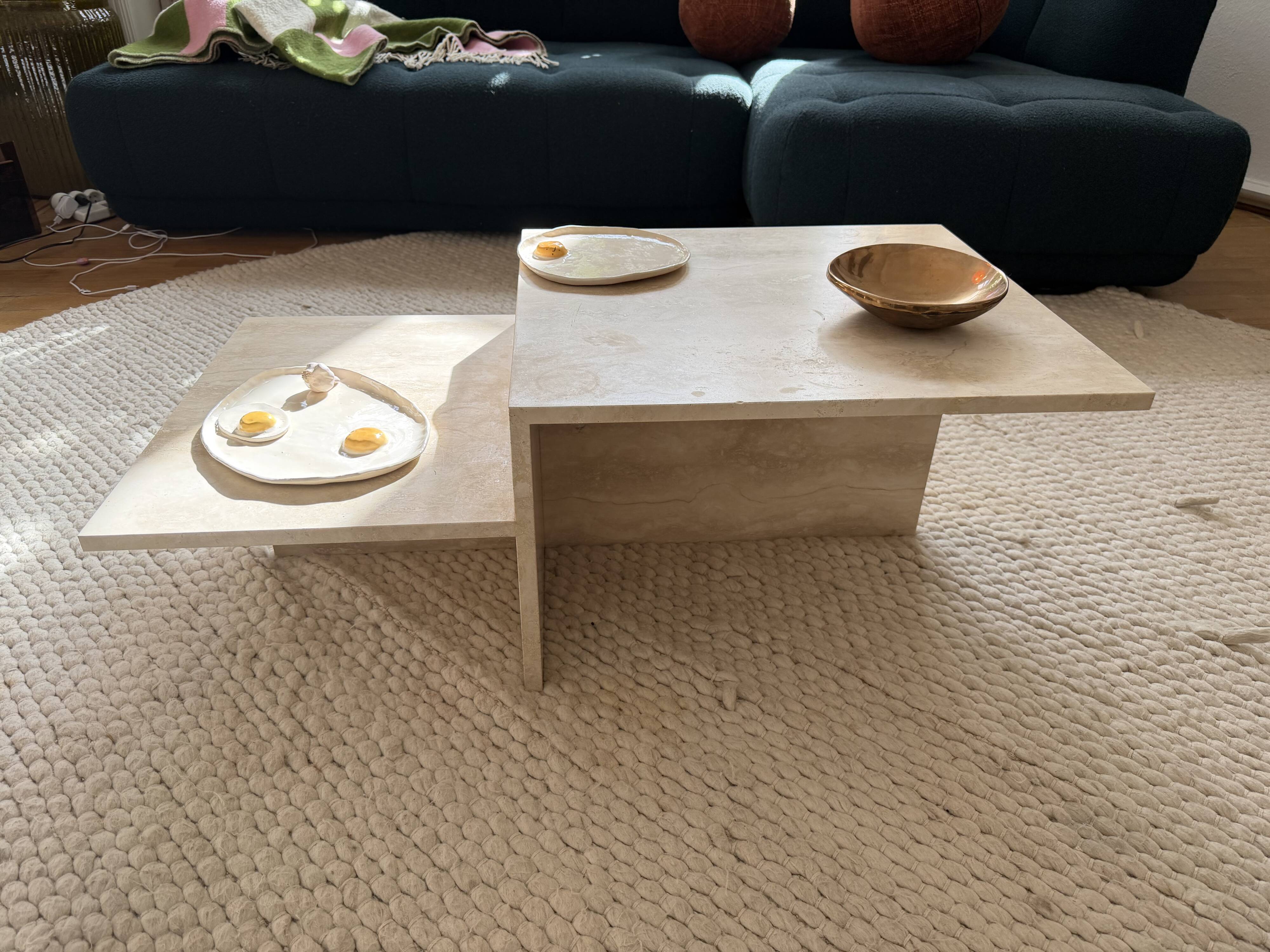 Coffee table in travertine