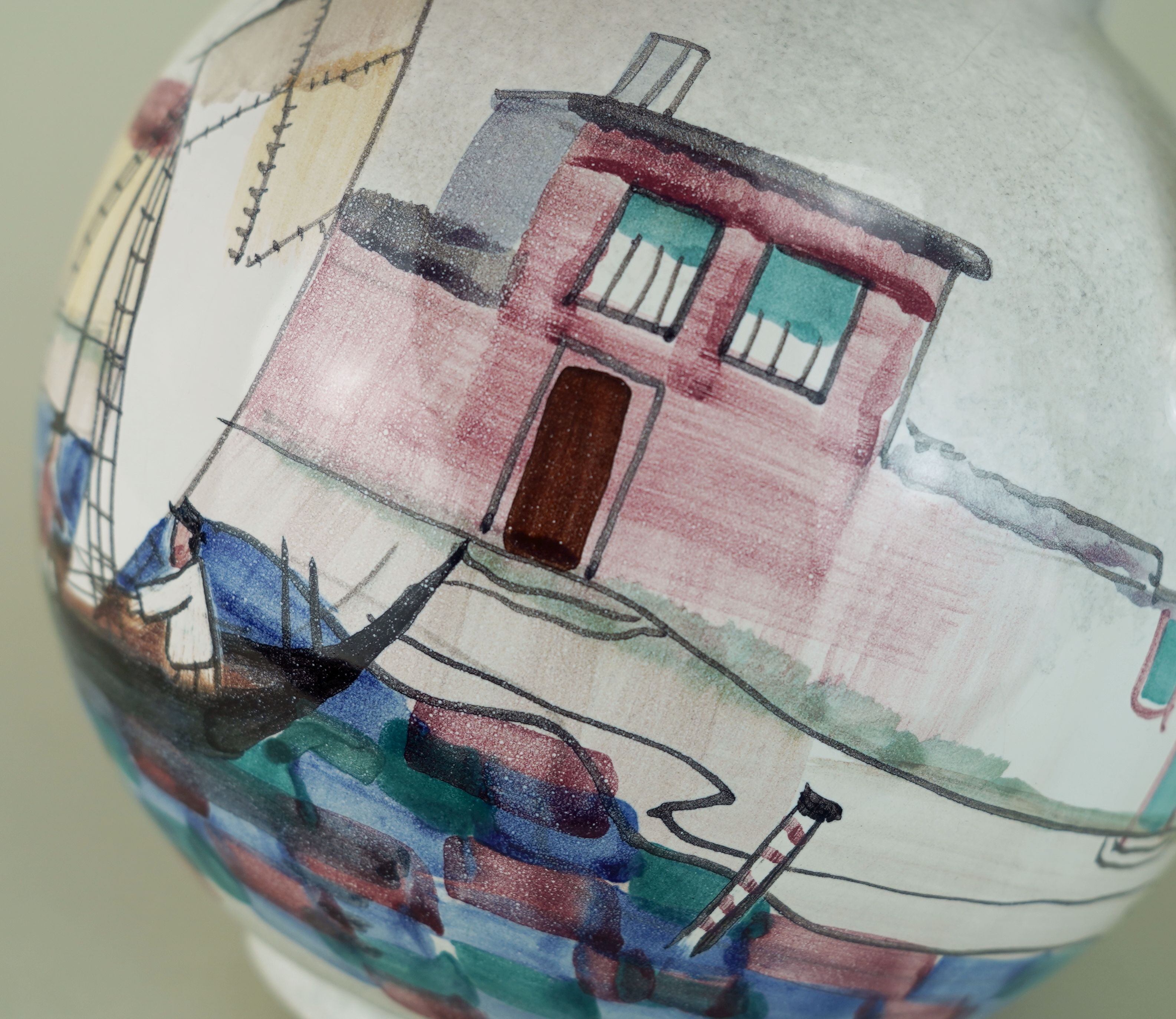 very beautiful mid century VASE by jawe hand-painted decor 'capri' 1950s