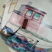very beautiful mid century VASE by jawe hand-painted decor 'capri' 1950s