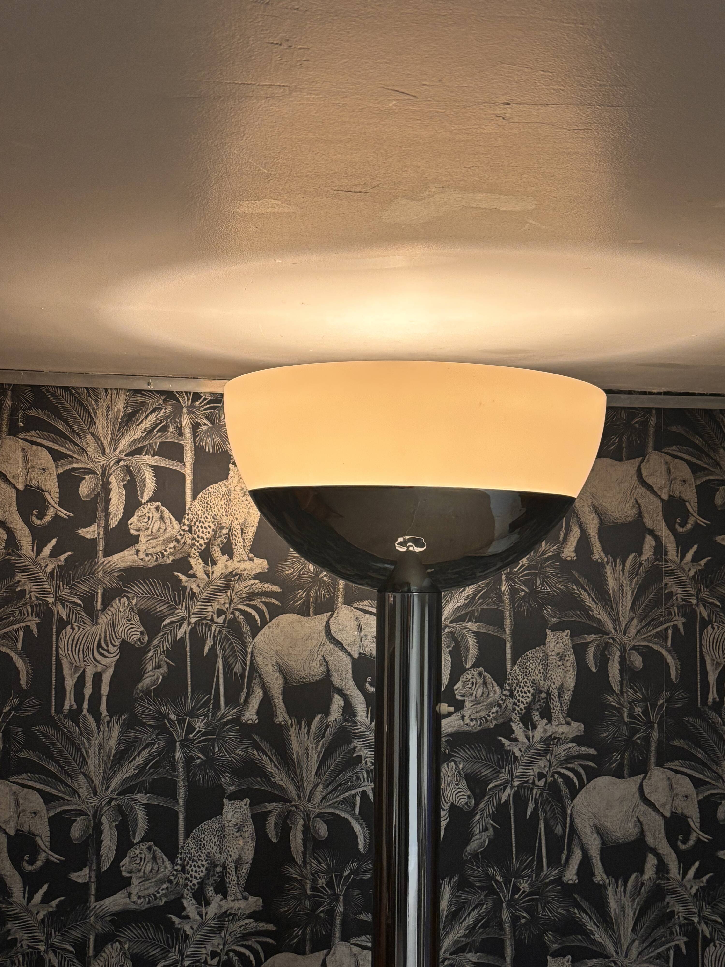 Lampadaire italien chrome 1970 vintage design