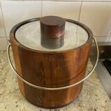 Exotic wood vintage ice bucket