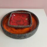 2x Vintage Fat Lava Schaal door Jan van Erp 1960's.