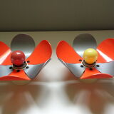 Sixties flower wall lamps